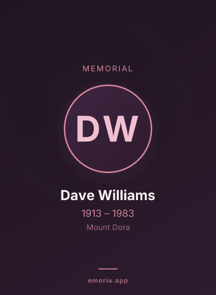 Memorial portrait of Dave Williams