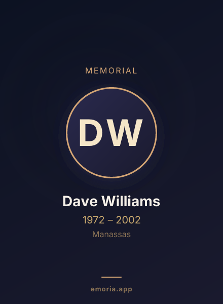 Memorial portrait of Dave Williams