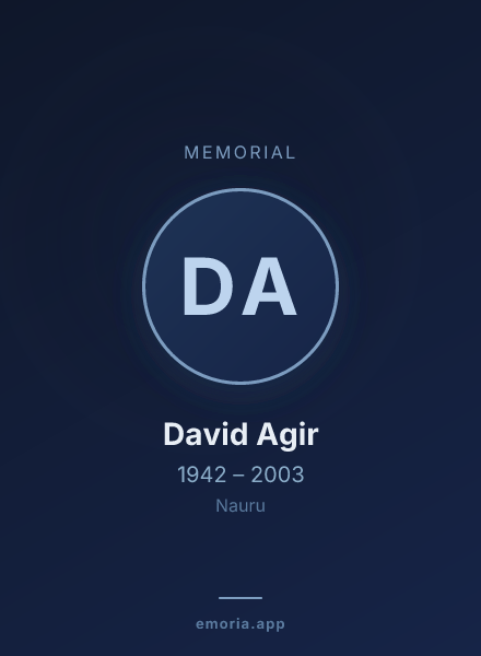 Memorial portrait of David Agir