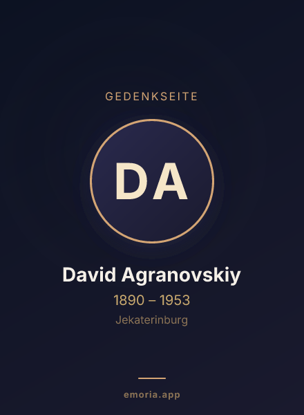 Gedenkportrait von David Agranovskiy