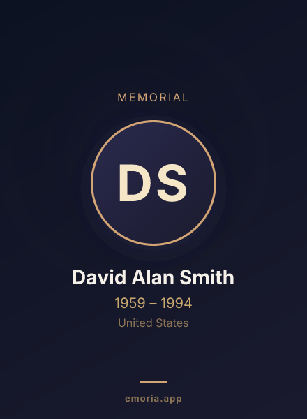 Memorial portrait of David Alan Smith