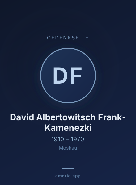 Gedenkportrait von David Albertowitsch Frank-Kamenezki