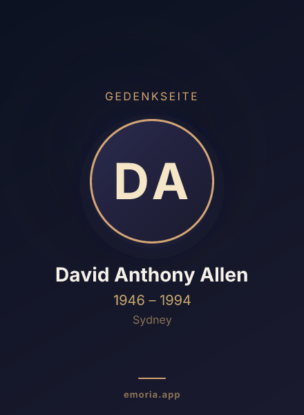 Gedenkportrait von David Anthony Allen