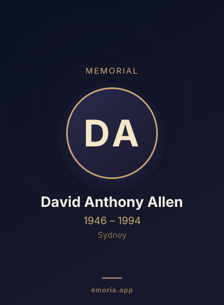 Memorial portrait of David Anthony Allen