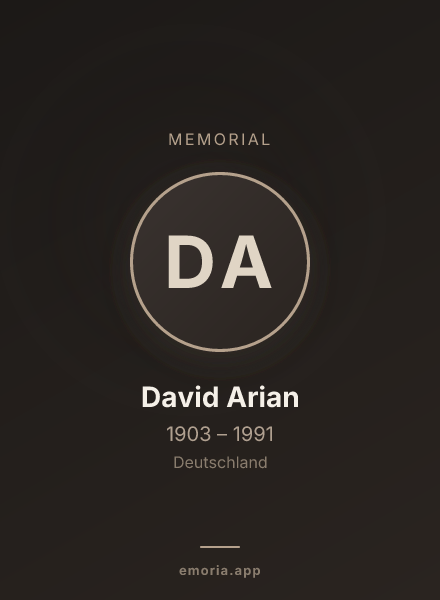 Memorial portrait of David Arian