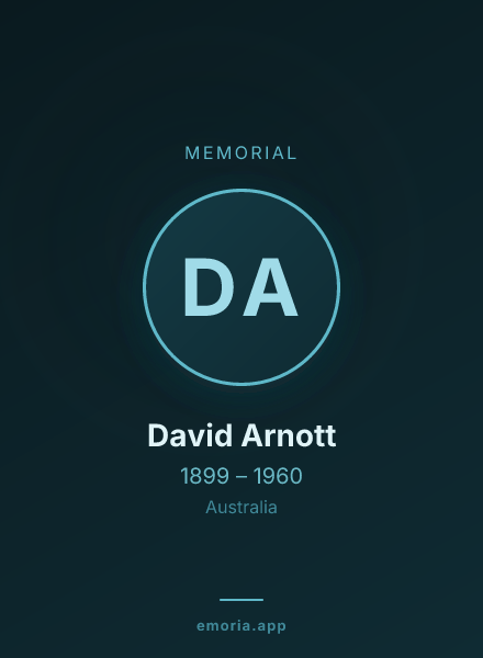 Memorial portrait of David Arnott