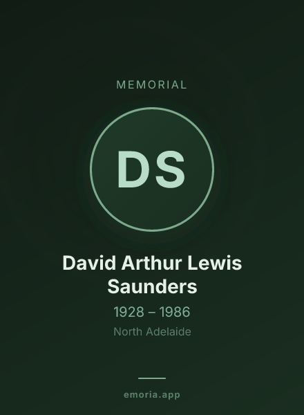 Memorial portrait of David Arthur Lewis Saunders