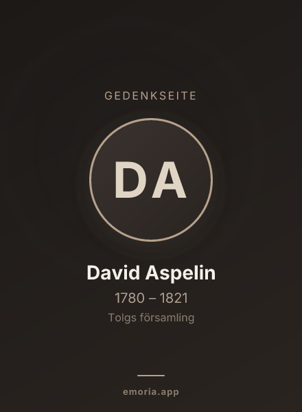 Gedenkportrait von David Aspelin