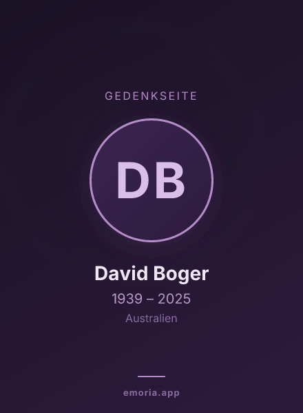 Gedenkportrait von David Boger