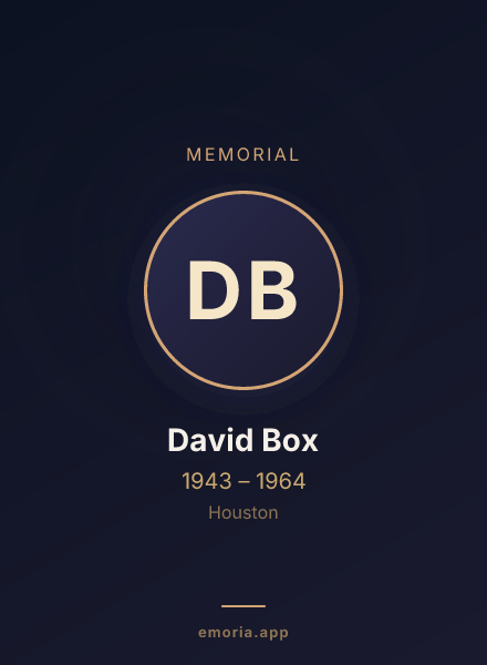 Memorial portrait of David Box