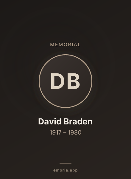 Memorial portrait of David Braden