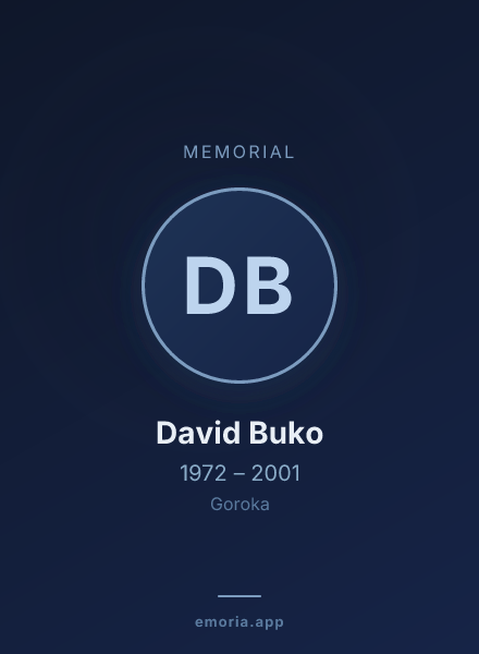 Memorial portrait of David Buko