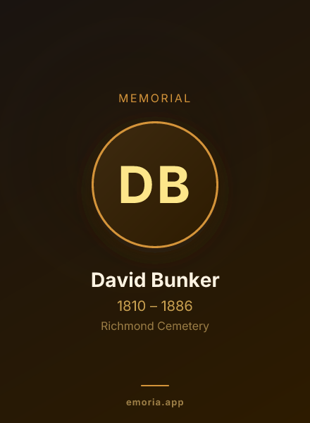 Memorial portrait of David Bunker