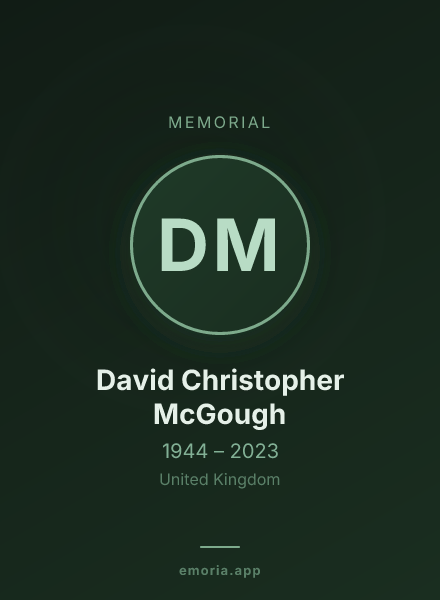 Memorial portrait of David Christopher McGough