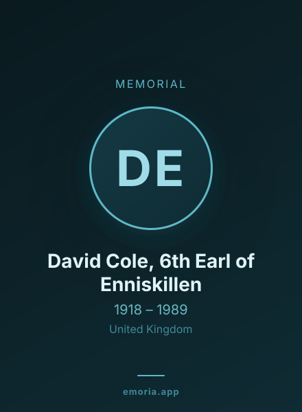Memorial portrait of David Cole, 6th Earl of Enniskillen