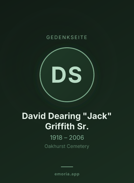 Gedenkportrait von David Dearing "Jack" Griffith Sr.