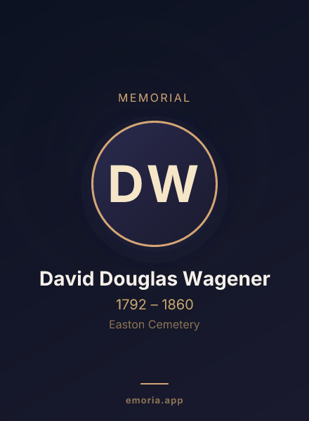 Memorial portrait of David Douglas Wagener