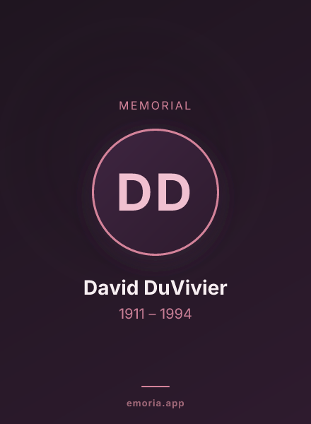 Memorial portrait of David DuVivier