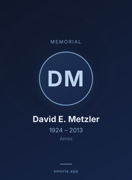 Memorial portrait of David E. Metzler