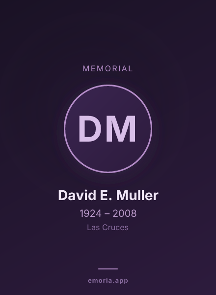 Memorial portrait of David E. Muller