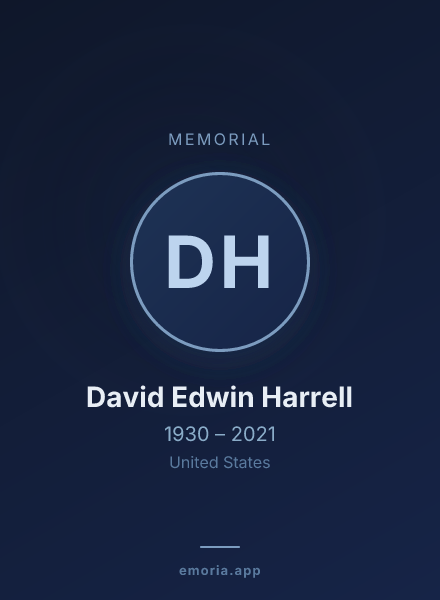 Memorial portrait of David Edwin Harrell