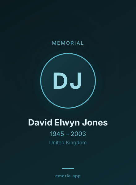 Memorial portrait of David Elwyn Jones