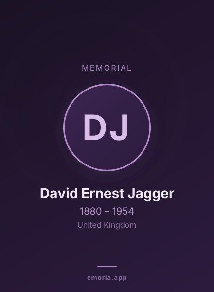 Memorial portrait of David Ernest Jagger