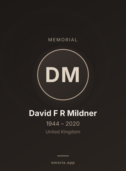 Memorial portrait of David F R Mildner