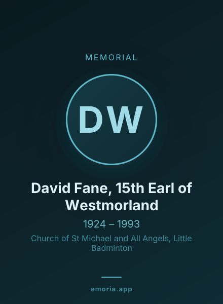 Memorial portrait of David Fane, 15th Earl of Westmorland