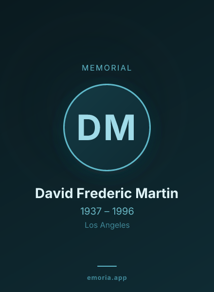 Memorial portrait of David Frederic Martin