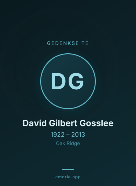Gedenkportrait von David Gilbert Gosslee