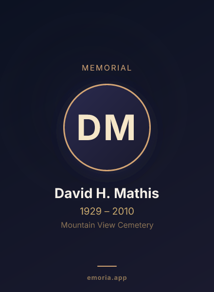 Memorial portrait of David H. Mathis