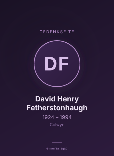 Gedenkportrait von David Henry Fetherstonhaugh