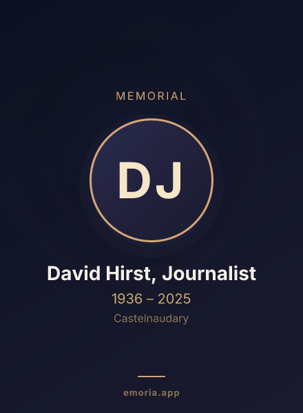 Memorial portrait of David Hirst, Journalist