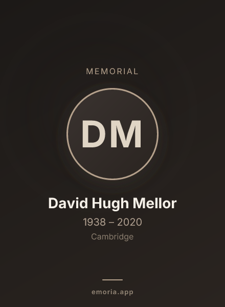 Memorial portrait of David Hugh Mellor