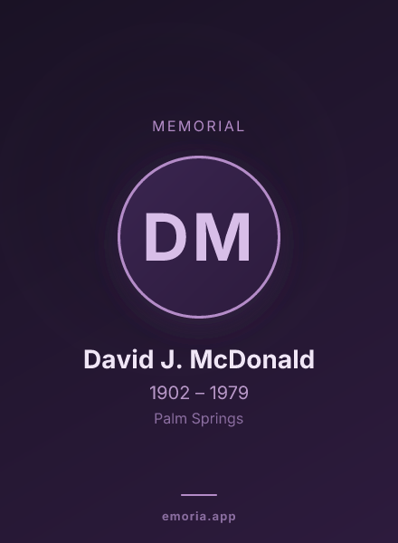 Memorial portrait of David J. McDonald