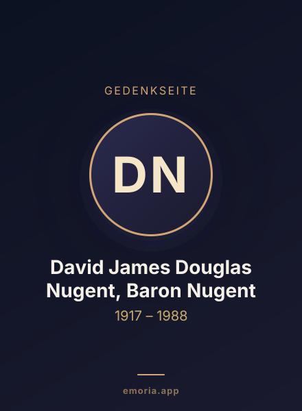 Gedenkportrait von David James Douglas Nugent, Baron Nugent