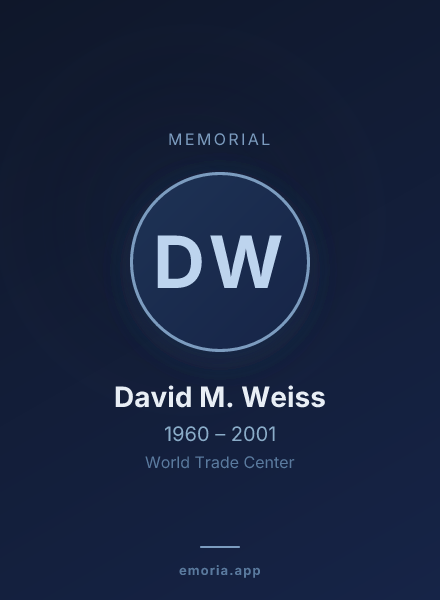Memorial portrait of David M. Weiss