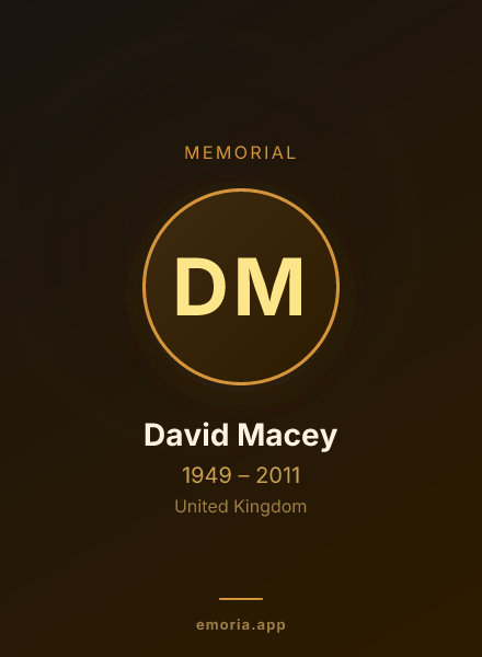 Memorial portrait of David Macey