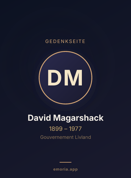 Gedenkportrait von David Magarshack