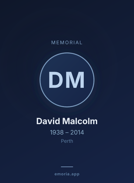 Memorial portrait of David Malcolm