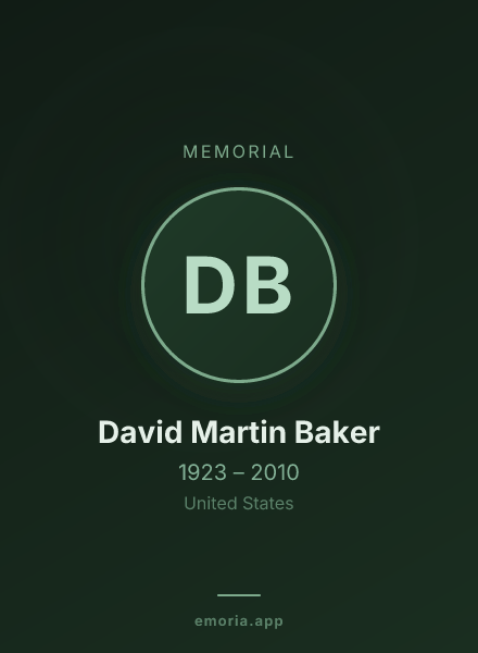 Memorial portrait of David Martin Baker