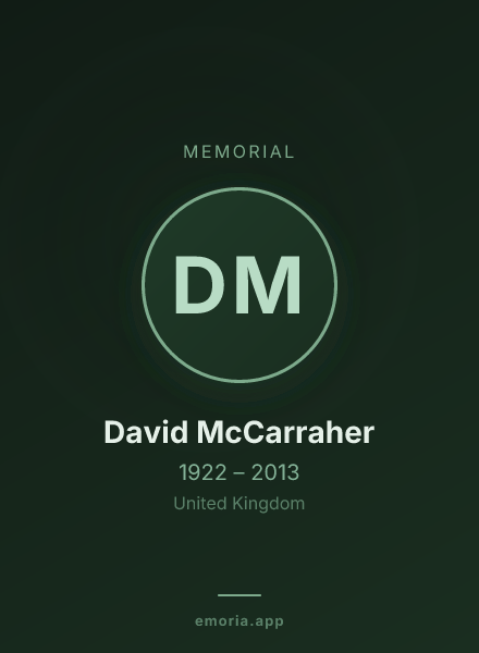 Memorial portrait of David McCarraher