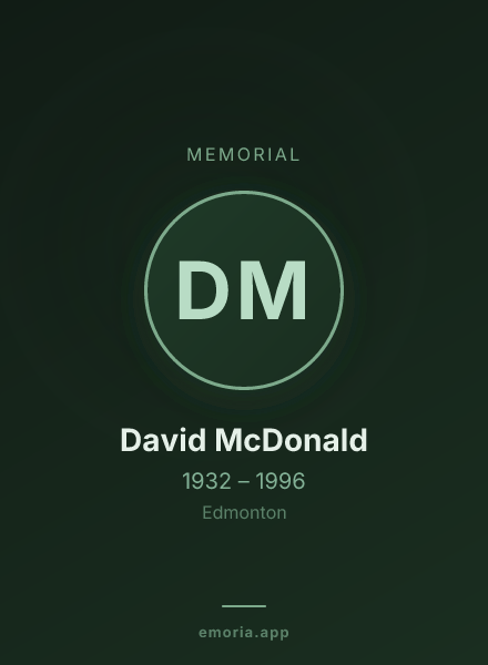 Memorial portrait of David McDonald