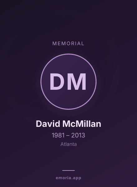 Memorial portrait of David McMillan