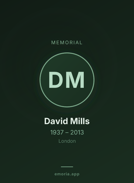 Memorial portrait of David Mills