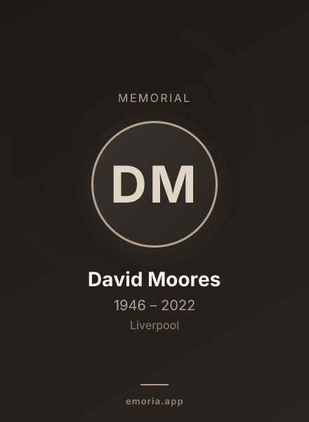 Memorial portrait of David Moores