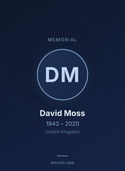 Memorial portrait of David Moss