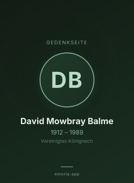 Gedenkportrait von David Mowbray Balme