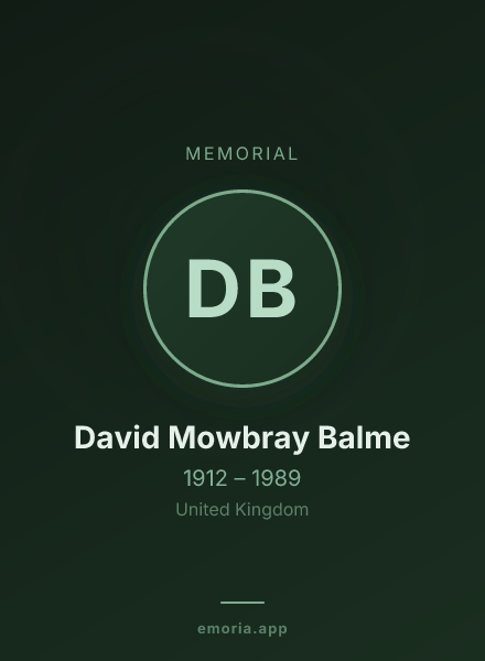 Memorial portrait of David Mowbray Balme